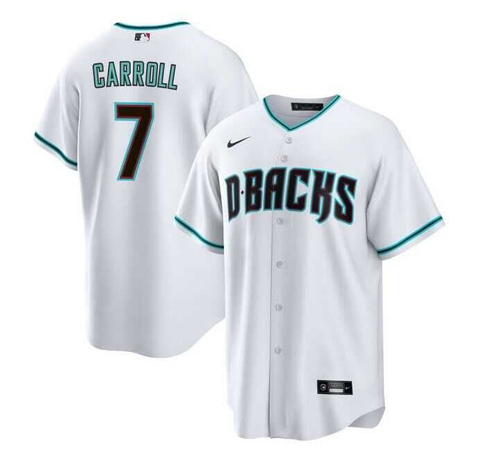 Men%27s Arizona Diamondbacks #7 Corbin Carroll White Cool Base Stitched Jerseys Dzhi